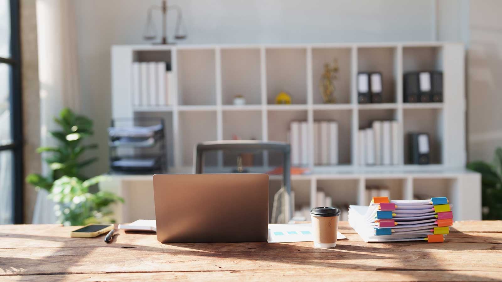 Clean, modern financial and legal office interior in Seattle with organized workspaces and conference areas