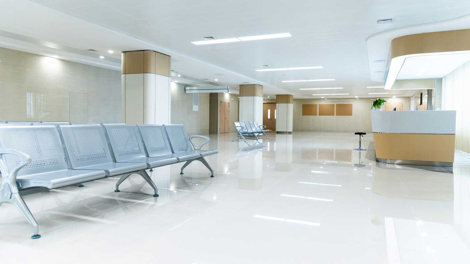 Clean, modern medical and wellness facility waiting area in Seattle with visible reception space