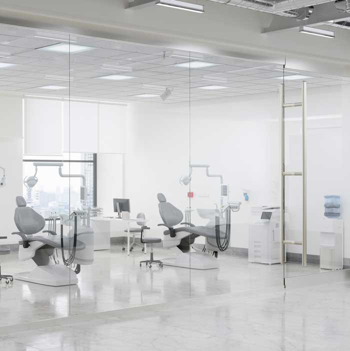 Bright orthodontic office interior cleaned for daily patient flow