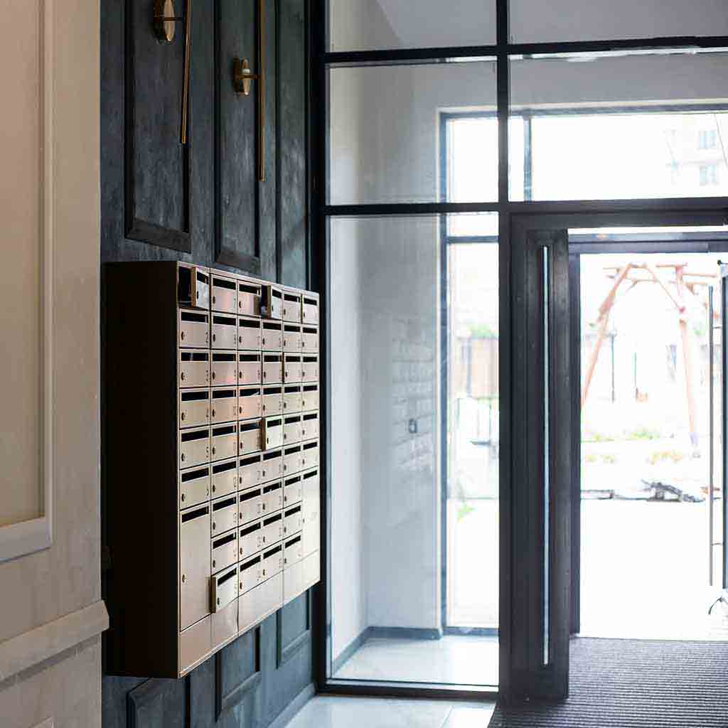 Clean condominium hallway and shared common area in a Seattle apartment building