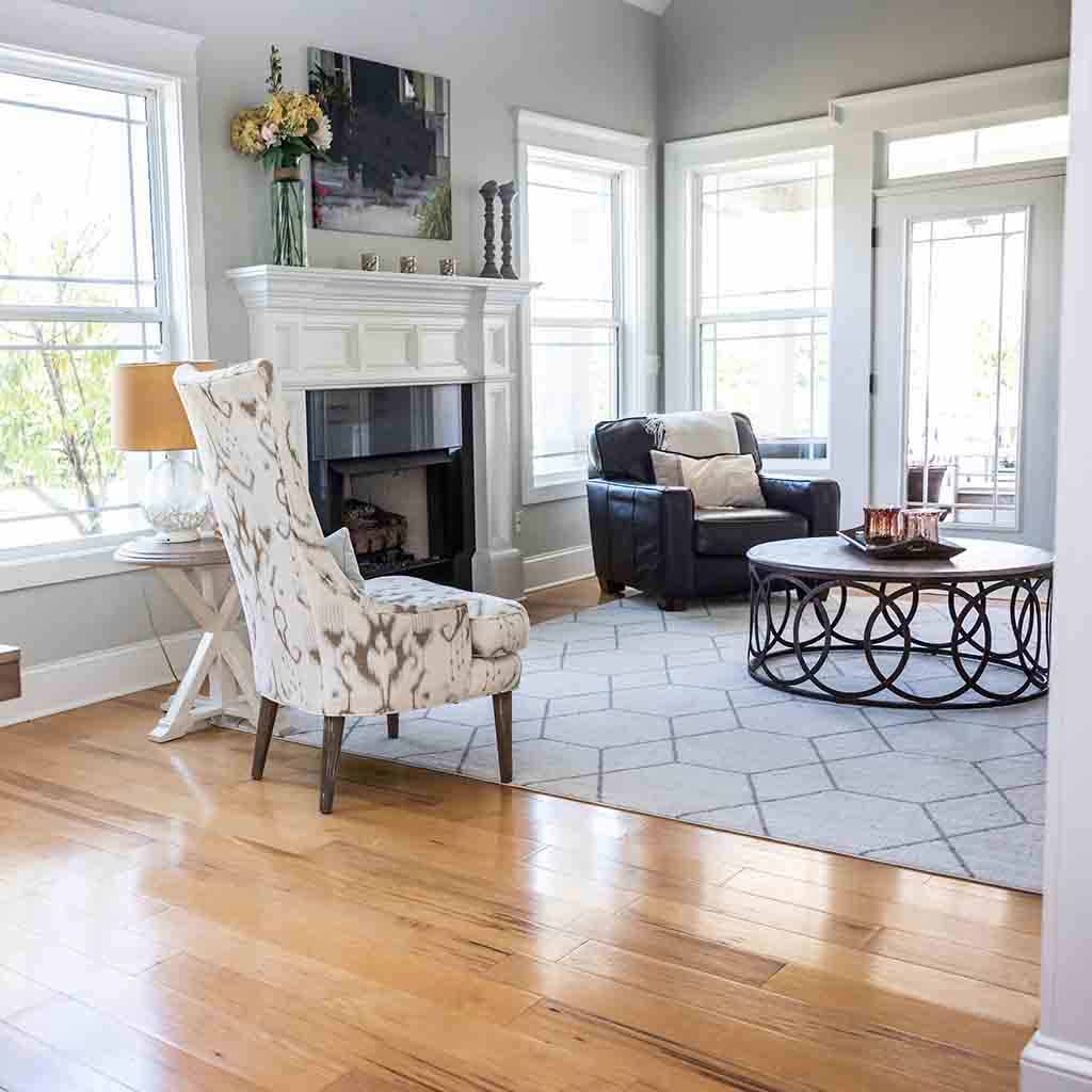 Bright, clean living room prepared for real estate listing photography in Seattle