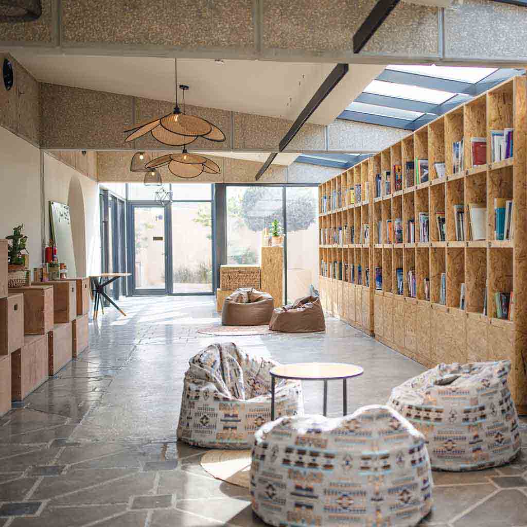 A clean, organized public-facing interior with seating and open walkways, showing a professionally maintained community or professional space in Seattle