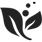 An icon with a white background and a black leaf on it