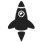 An icon with a white background and a rocket ship on it