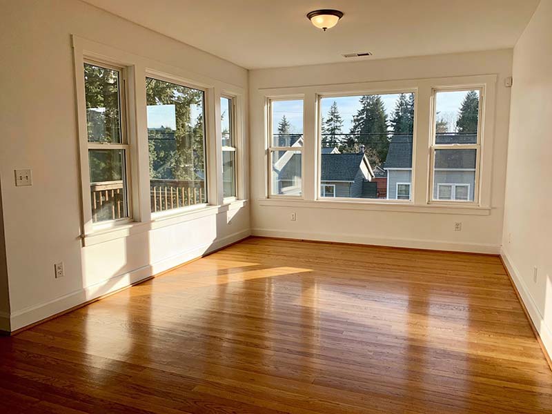 Fresh clean kitchen in a new Seattle home ready for move-in day after professional cleaning by Simply Clean