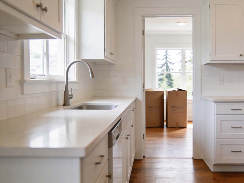 Spotlessly clean empty apartment ready for handover after move-out cleaning service in Seattle by Simply Clean